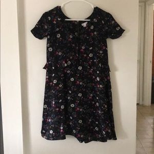Xhilaration Floral Mini Dress with Ruffles, Large